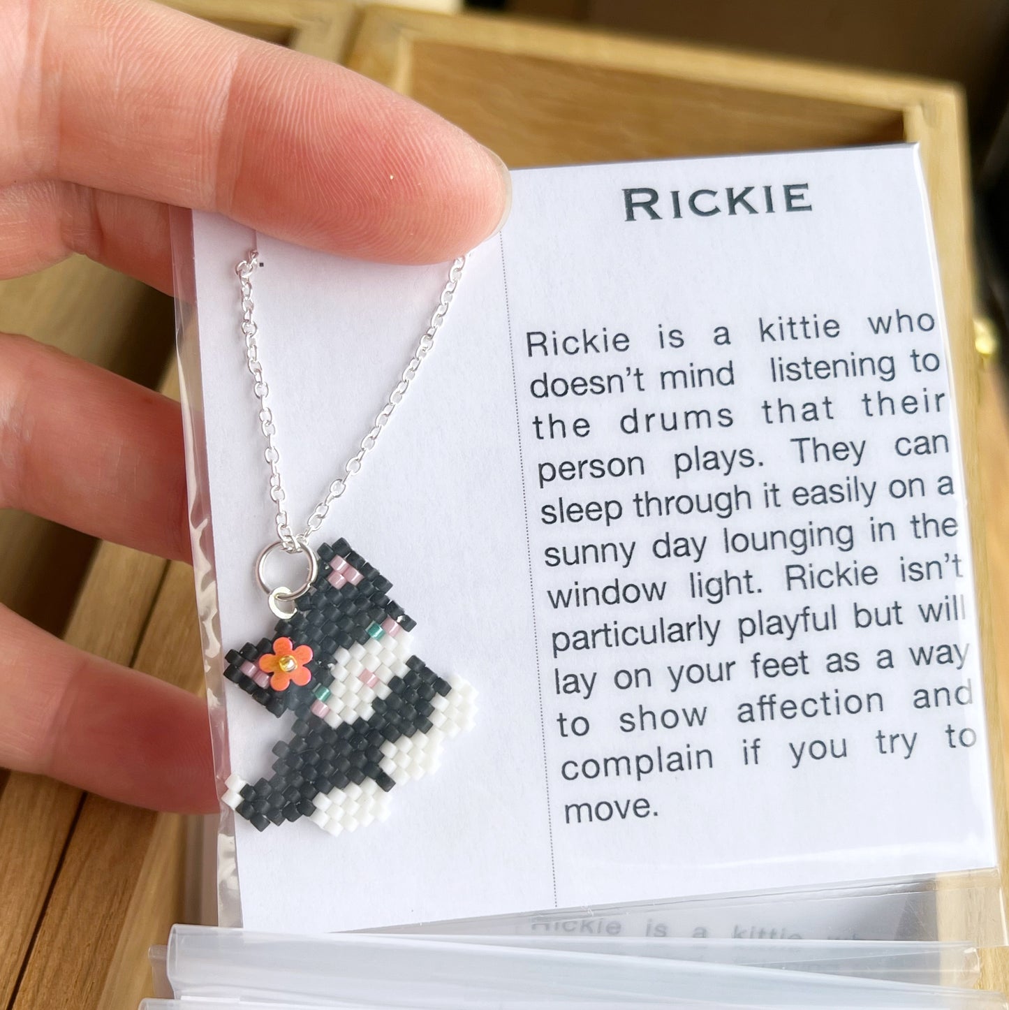 Rickie tuxedo kitty cat necklace