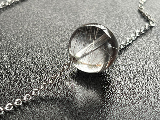 Dandelion Wishes 18” Rutilated Quartz globe necklace