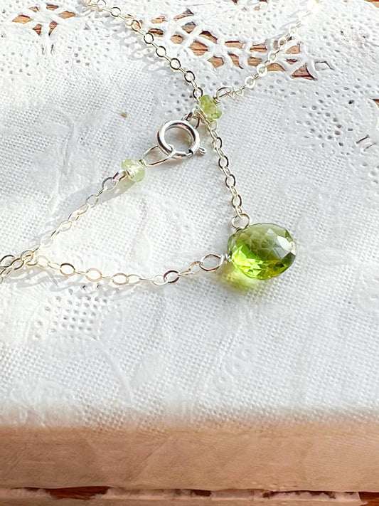 Peridot briolette necklace.