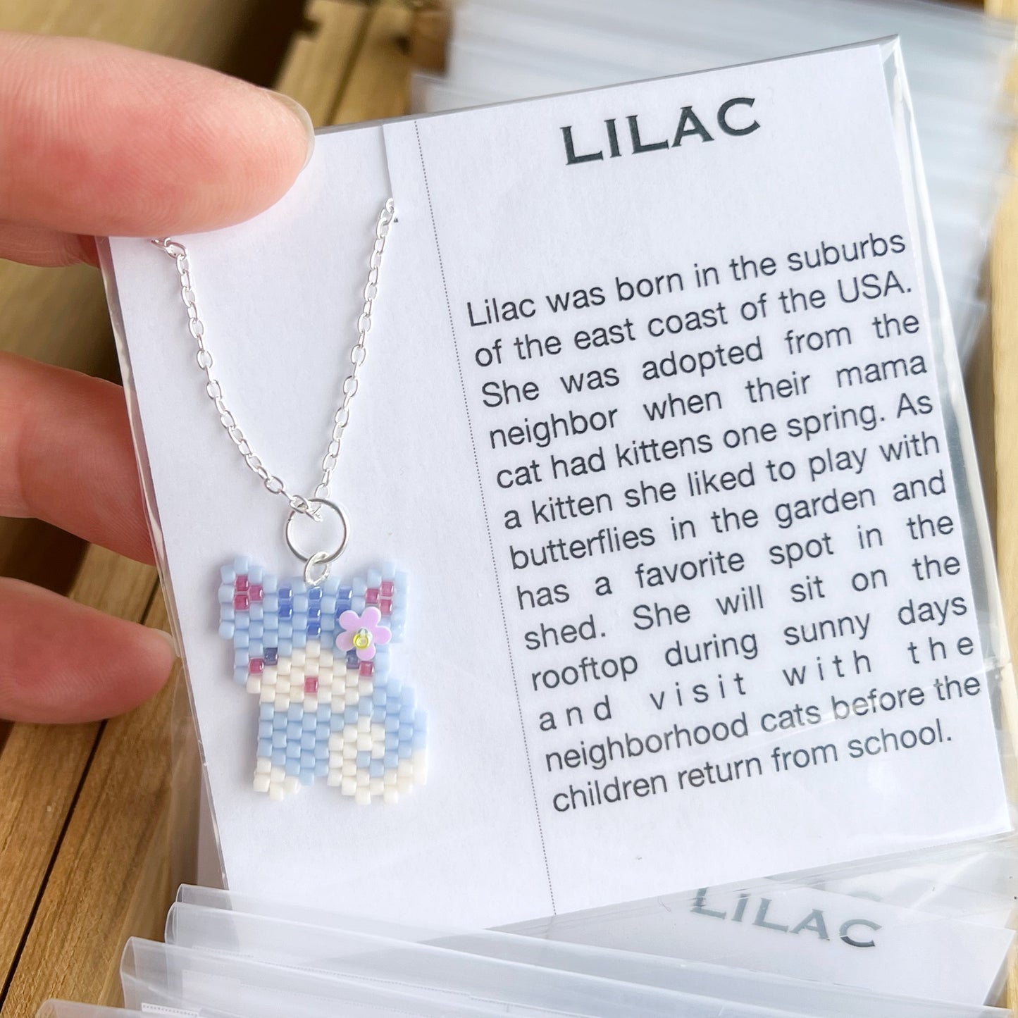 Lilac kitty cat necklace