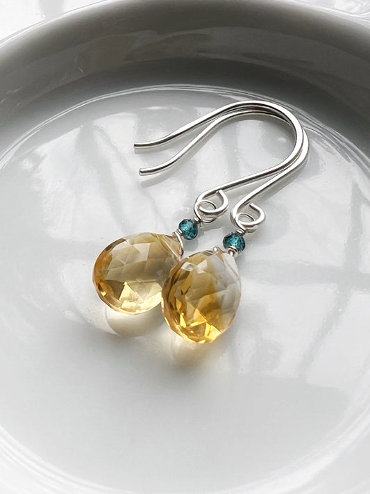 Citrine star and sterling silver earrings