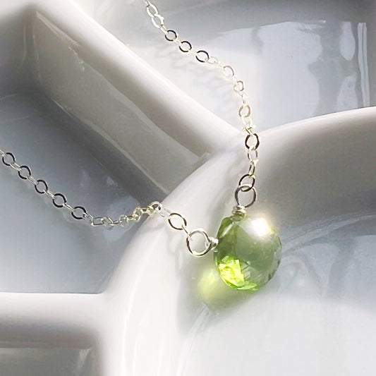 Peridot briolette necklace.