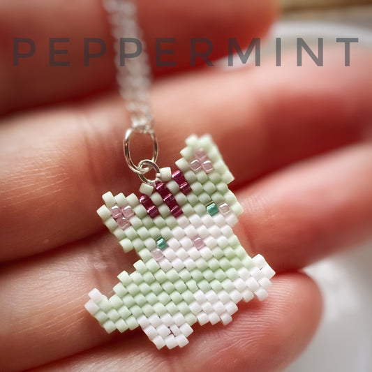 Peppermint kitty cat necklace