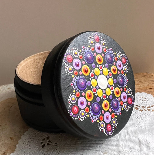Mandala painted large keepsake box, Thai Vacation (721b)