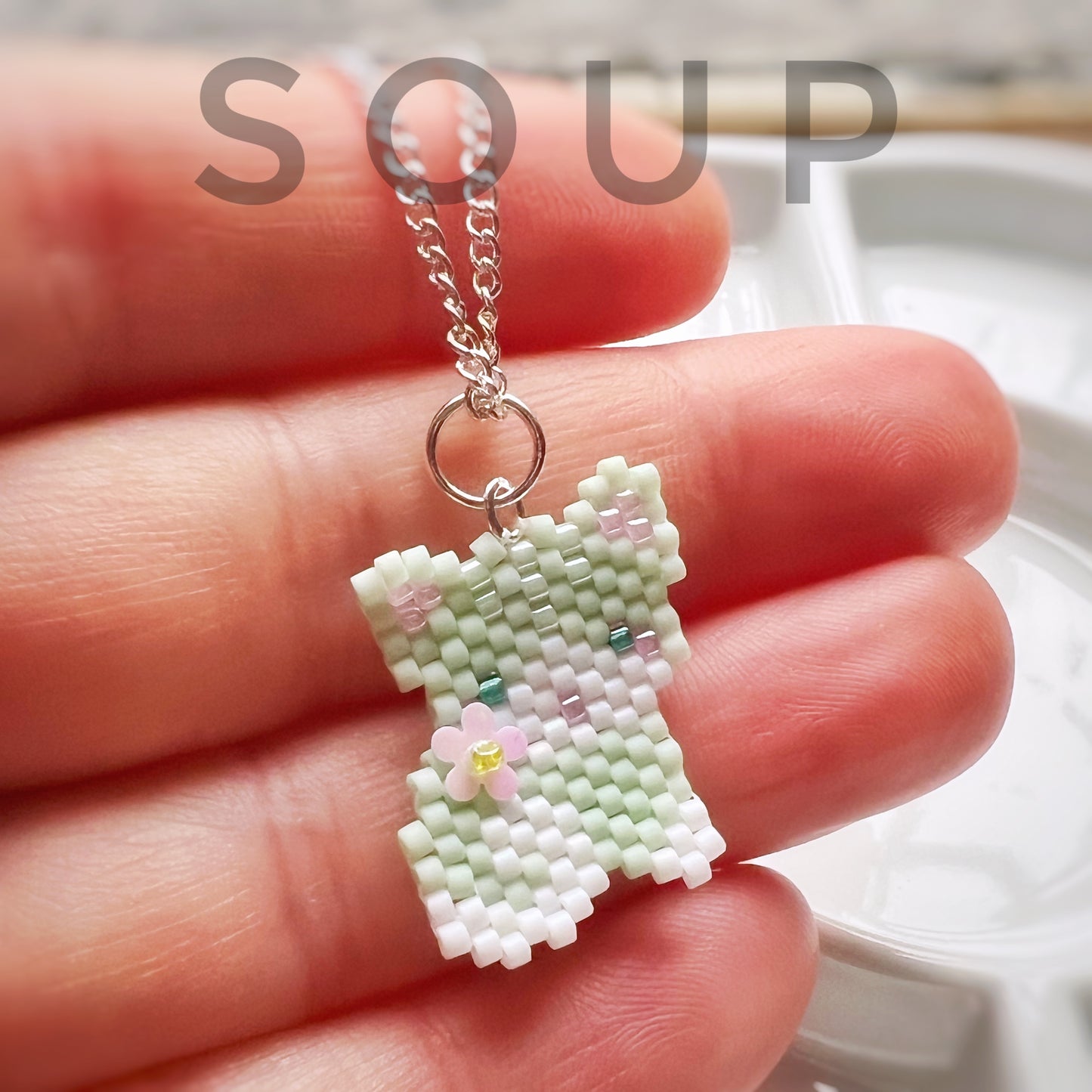 Soup kitty cat necklace