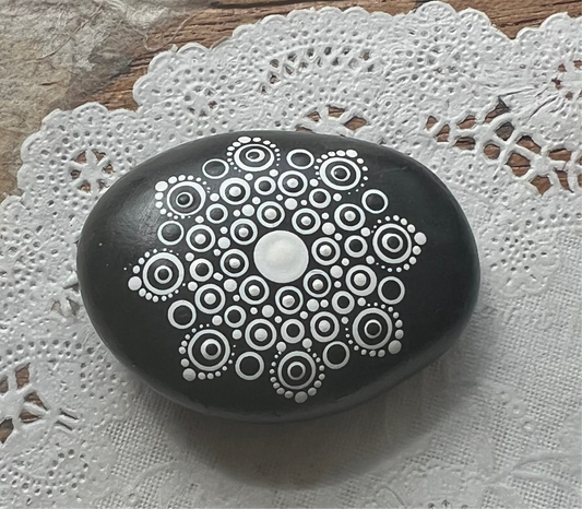 Mandala painted rock art, Dusk (706L)