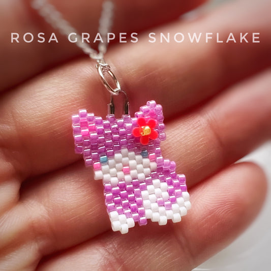 Rosa Grapes Snowflake kitty cat necklace