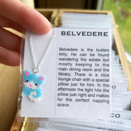 Belvedere kitty pendant on 18” necklace