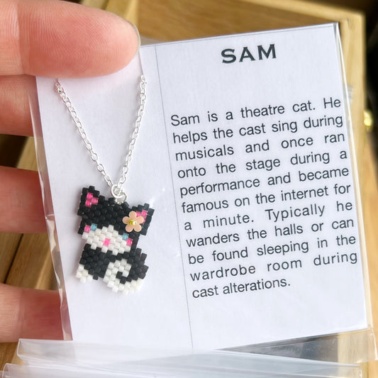 Sam the tuxedo kitty cat necklace