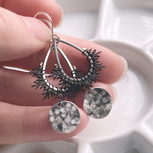 Dark moon Earrings, sterling hooks. The Celestial Collection.