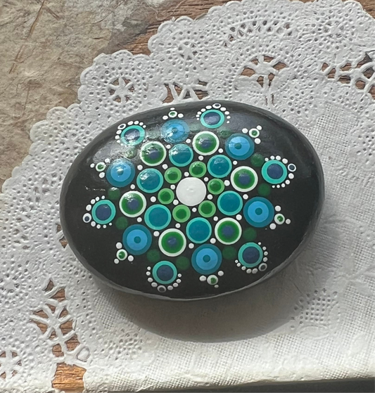 Mandala painted rock art, Kiddie Pool (706g)