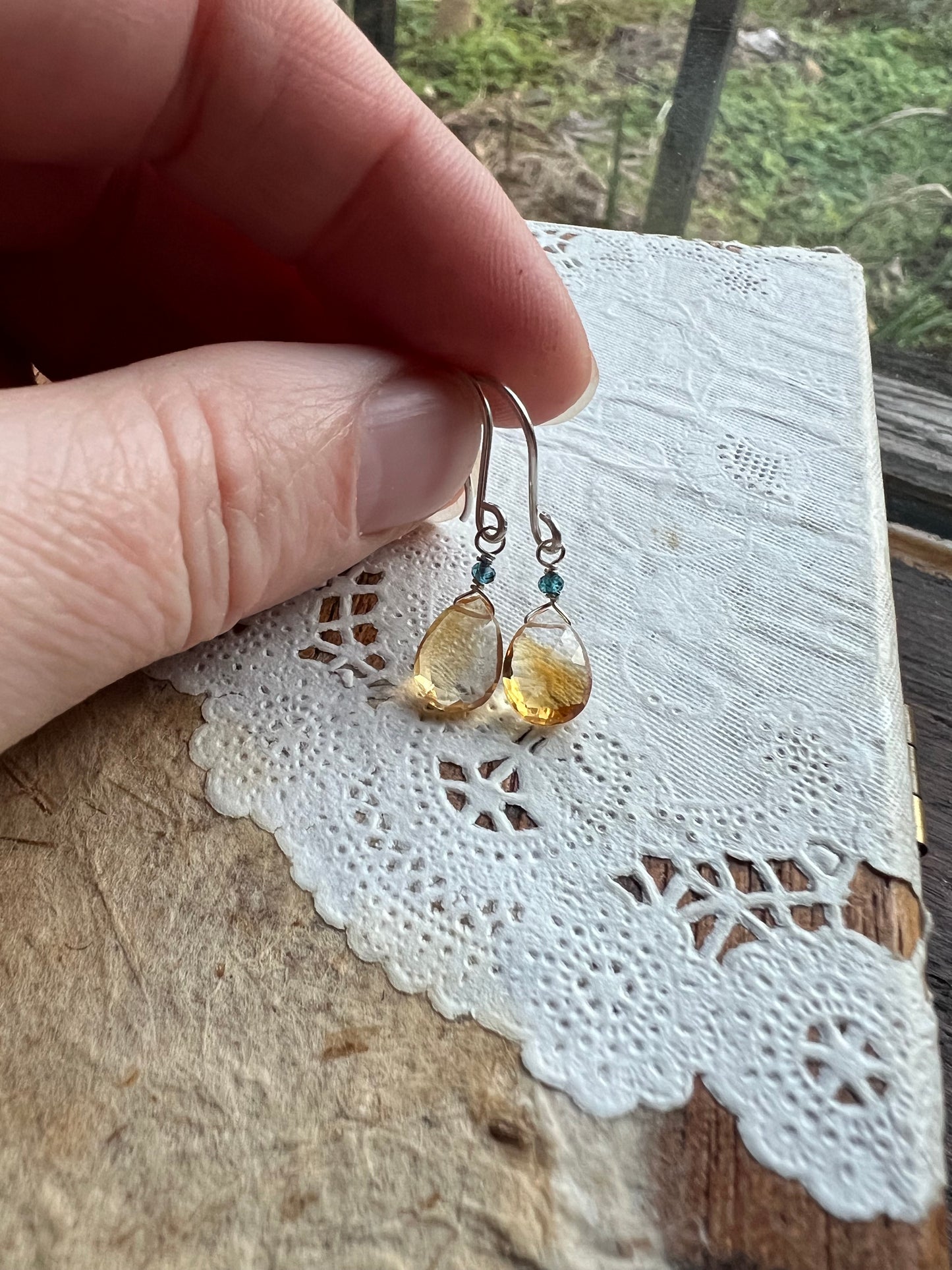 Citrine star and sterling silver earrings