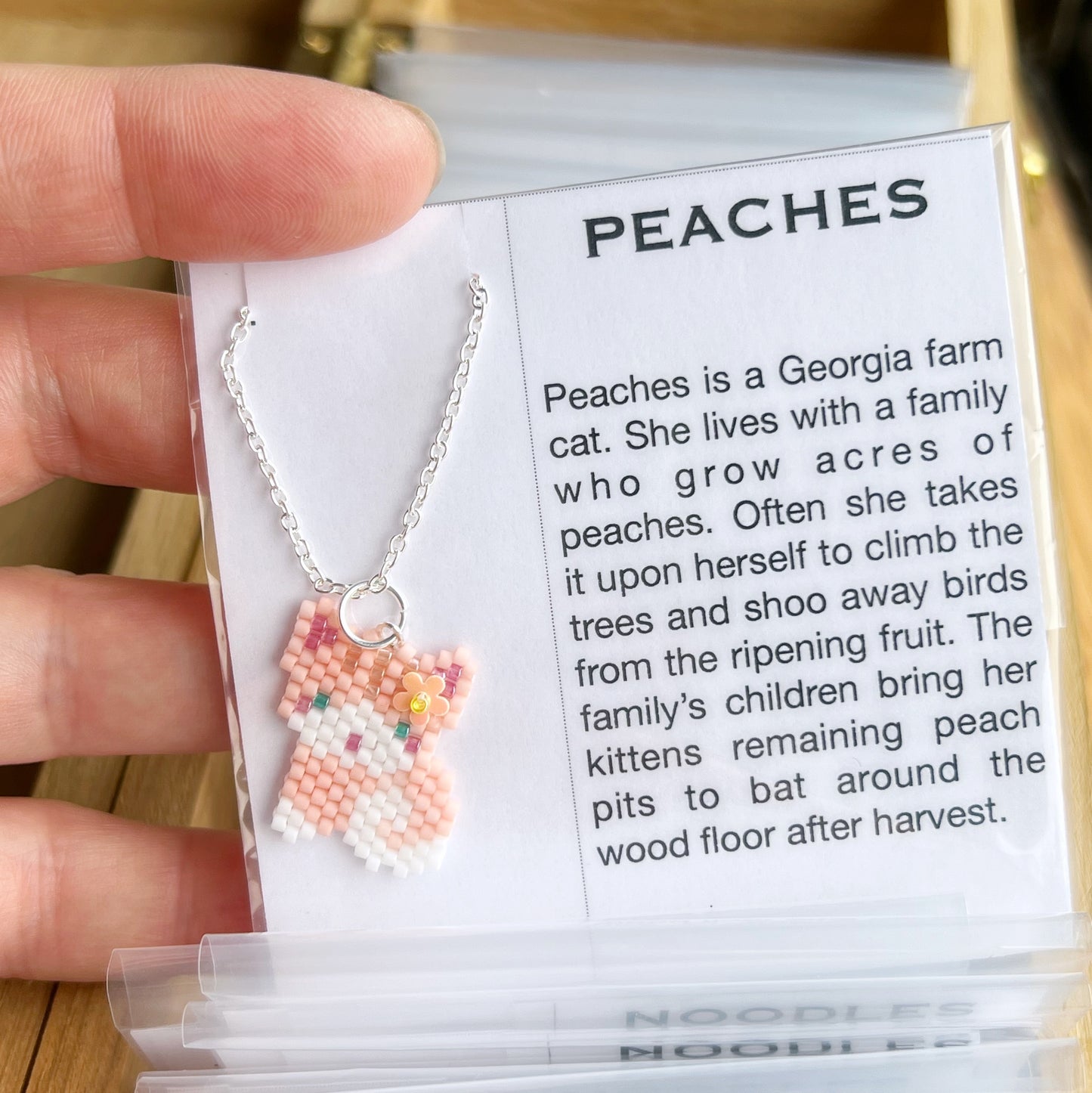 Peaches kitty cat necklace