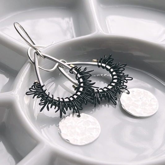 Dark moon Earrings, sterling hooks. The Celestial Collection.