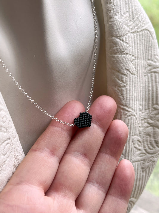 Little black heart necklace 18”