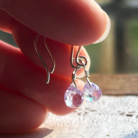 A little purple raindrop - sterling silver earrings