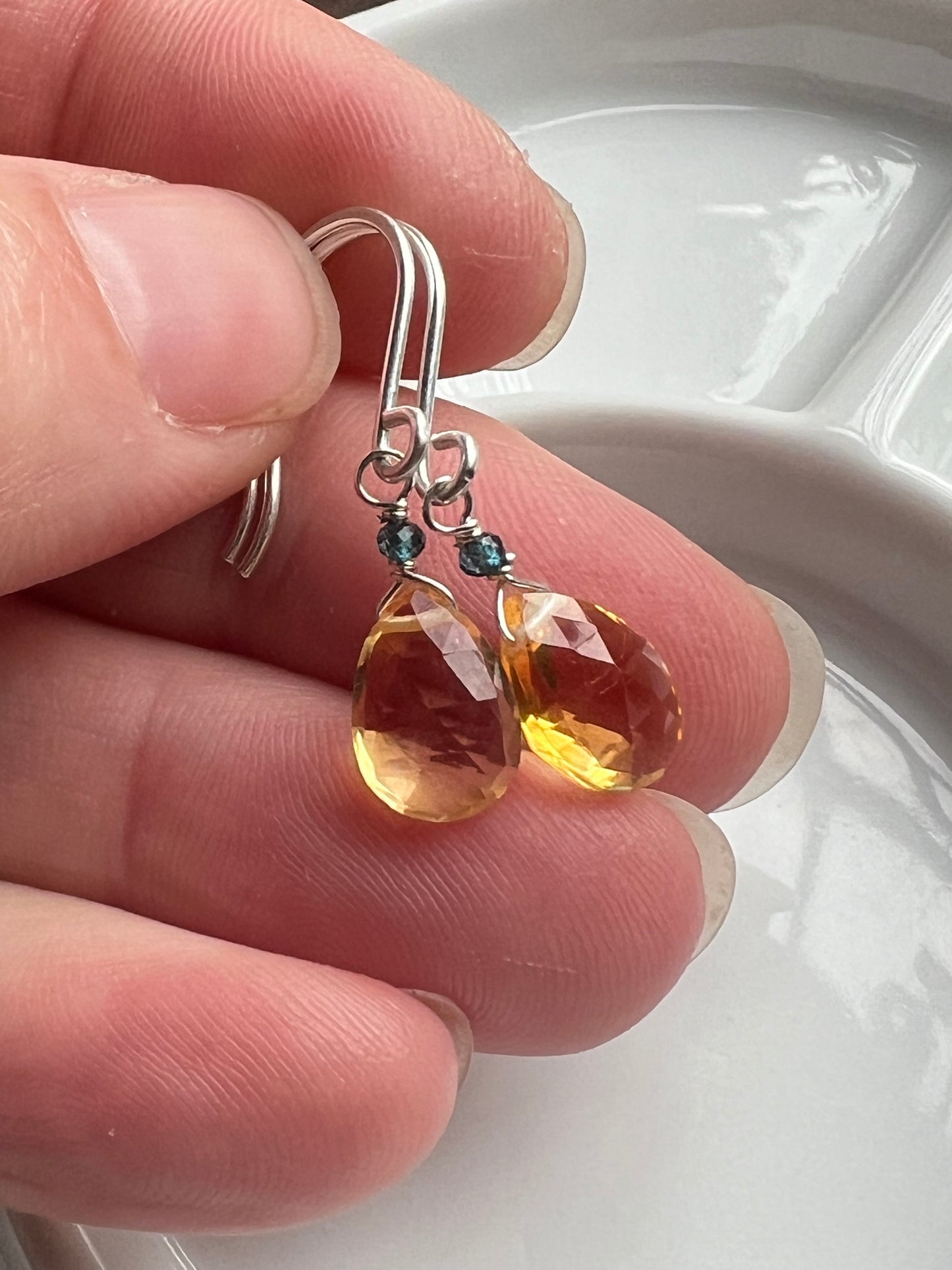 Citrine star and sterling silver earrings