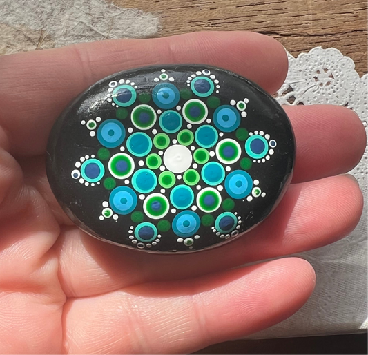 Mandala painted rock art, Kiddie Pool (706g)