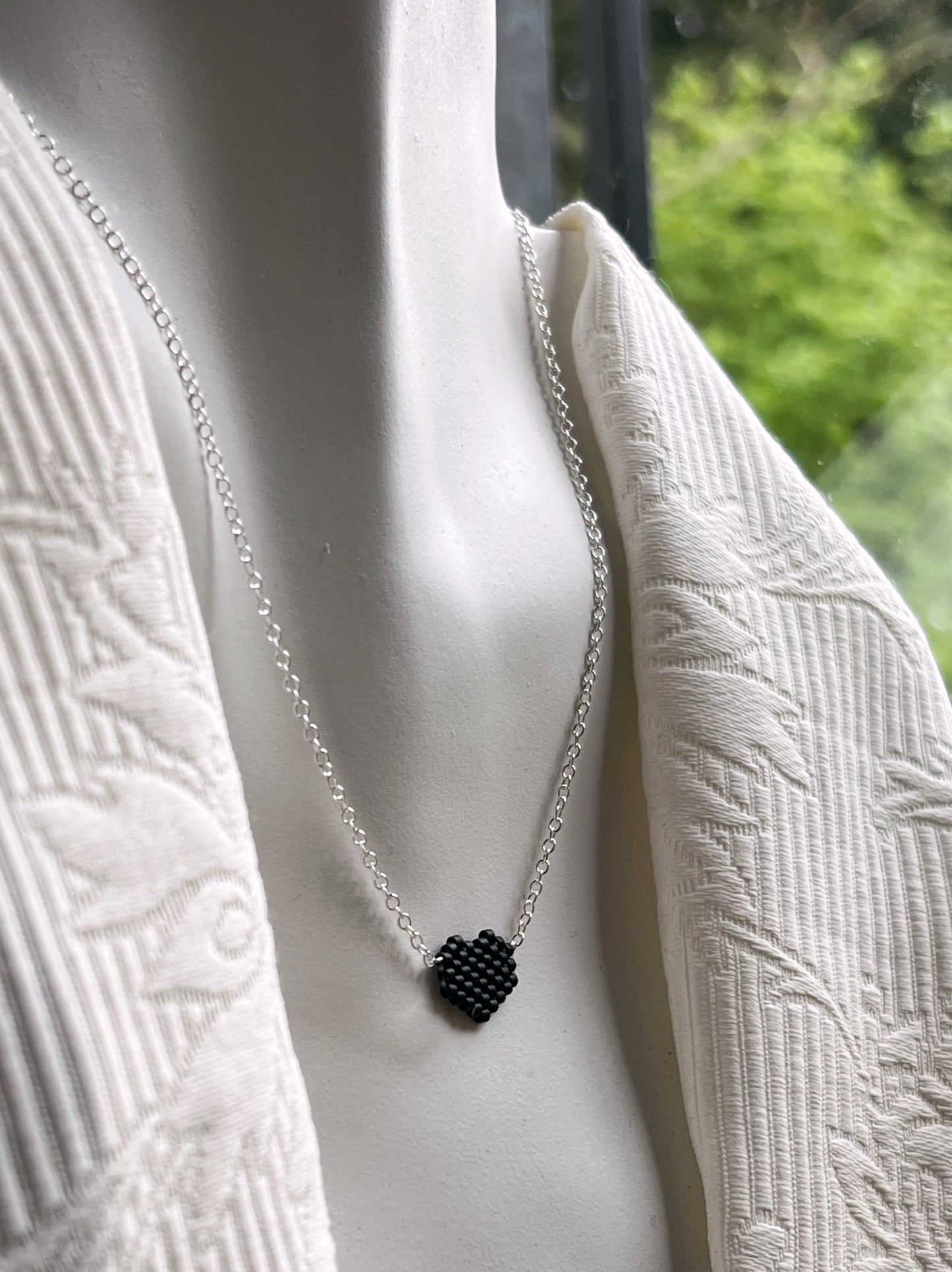 Cute Tiny heart necklace with fluorescent UV rainbow beads