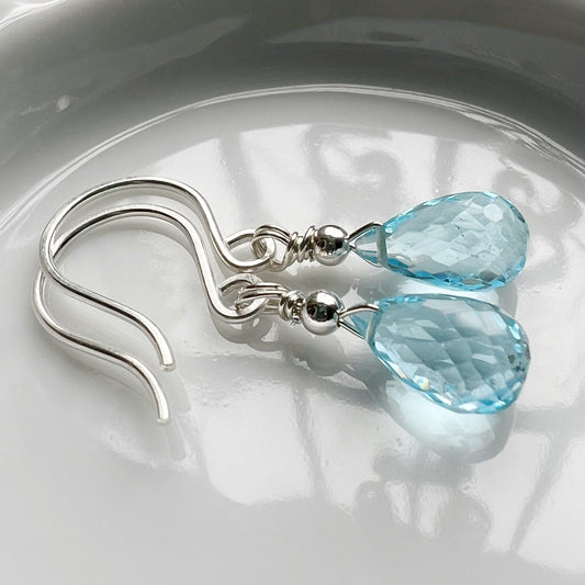 Blue Topaz rain - sterling silver earrings