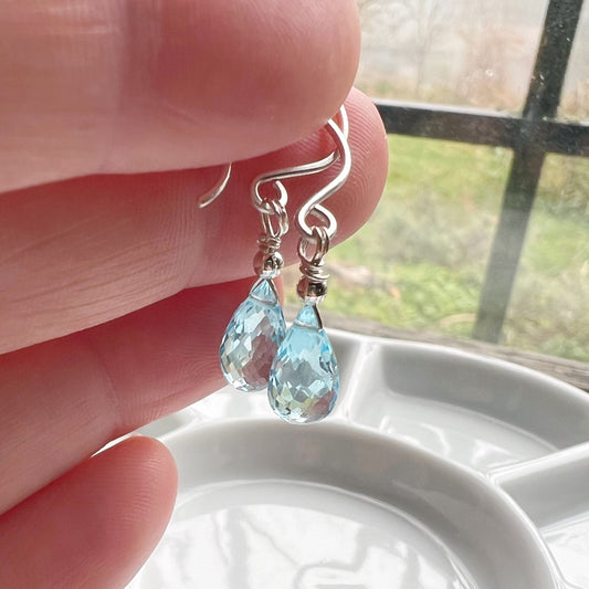 Blue Topaz rain - sterling silver earrings