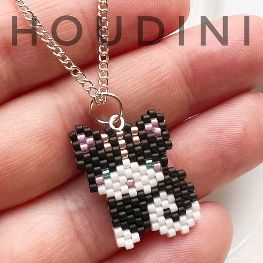 Houdini tuxedo kitty cat necklace