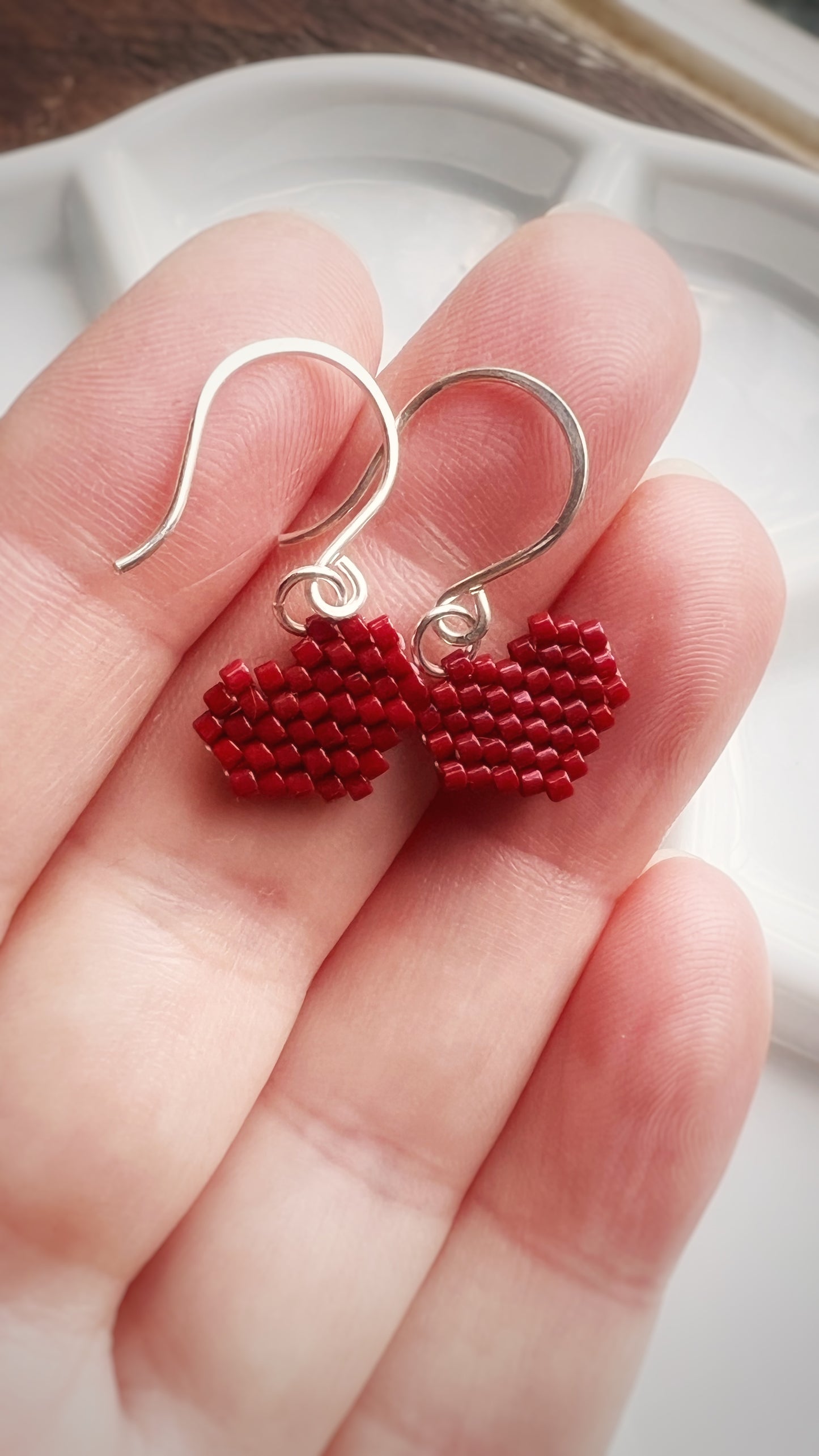 Heart earrings (choose your color), sterling silver hooks