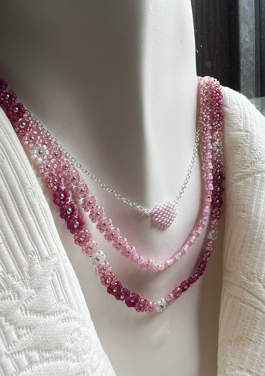 Pink necklace trio.