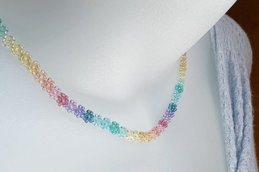 Pastel Rainbow flower chain necklace