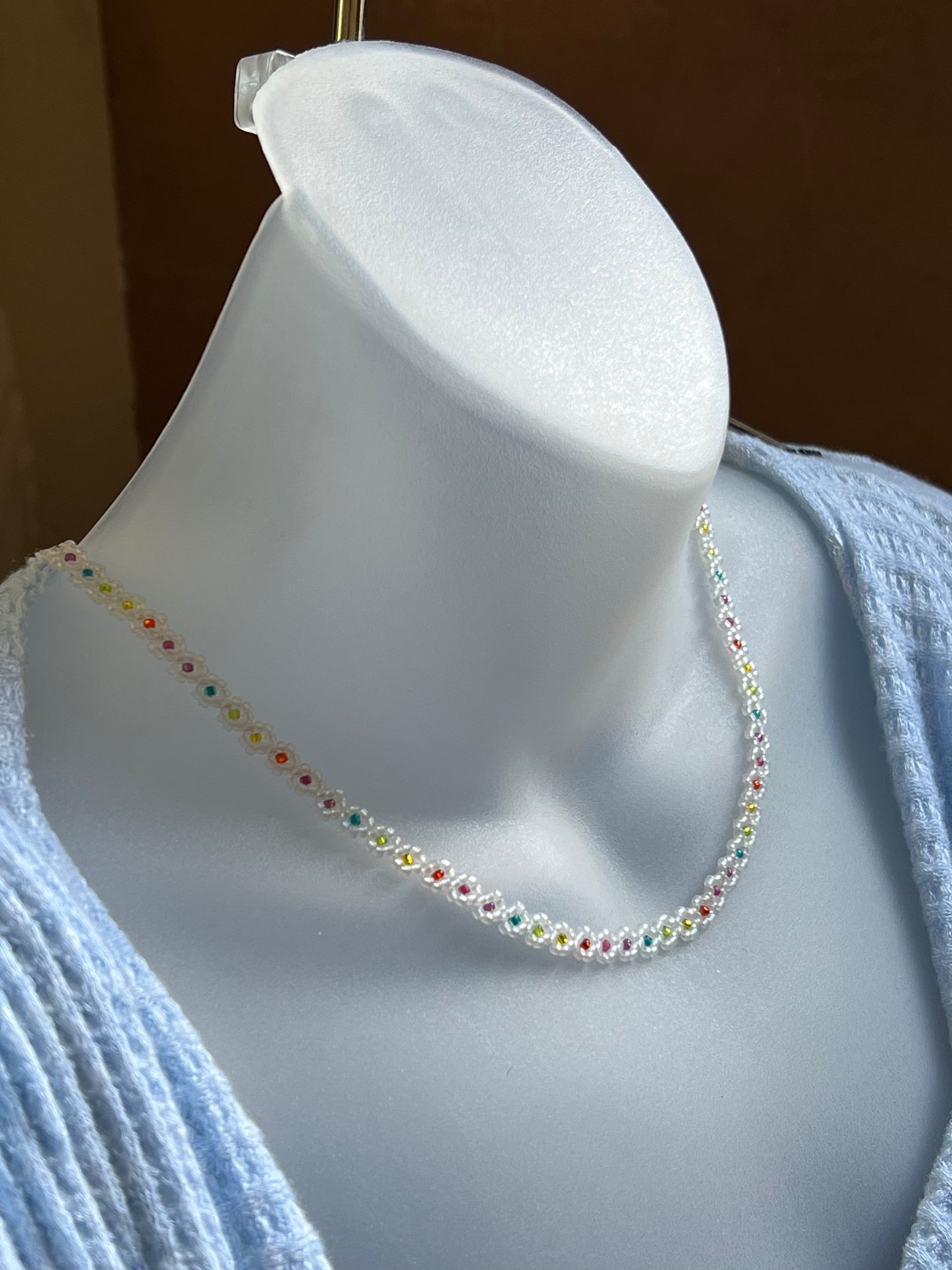 Rainbow filled flower chain necklace