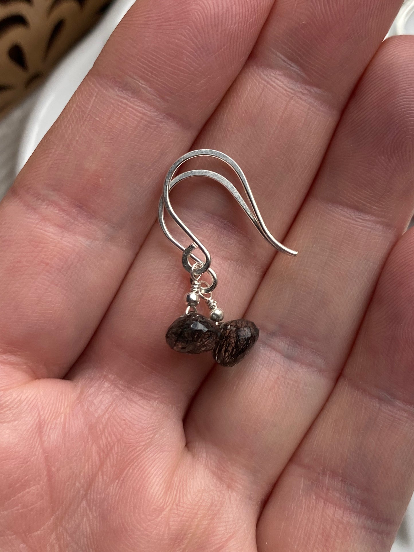 Tourmalinated quartz and sterling silver earrings