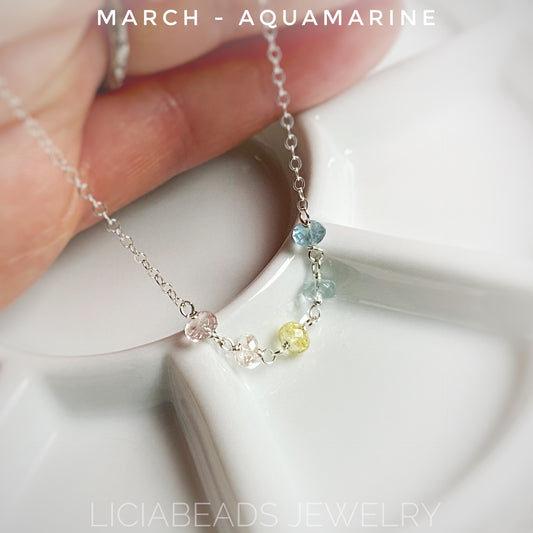 Aquamarine - March birthstone necklace
