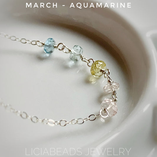 Aquamarine - March birthstone necklace