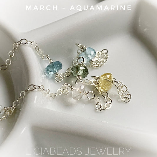 Aquamarine - March birthstone necklace, the one with the green
