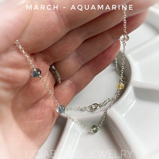 Aquamarine - March birthstone necklace, the one with the green