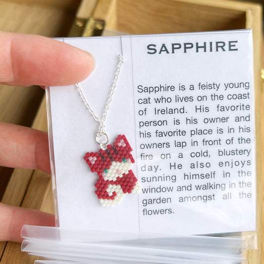 Sapphire kitty cat necklace