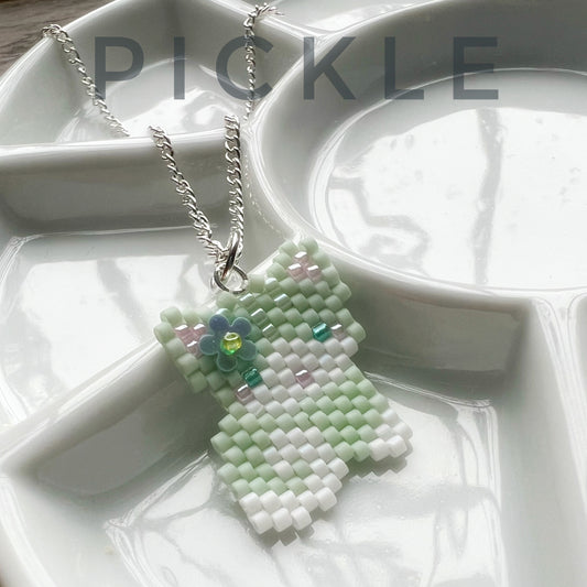 Pickle kitty cat necklace