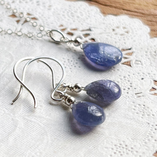 Tanzanite earring and necklace set