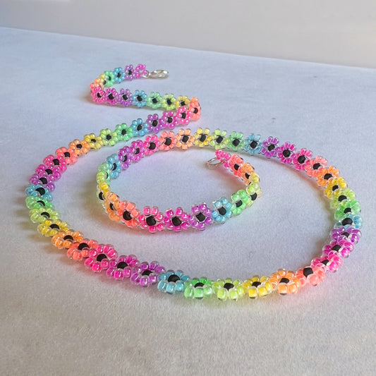 Florescent flower necklace (medium bead size)