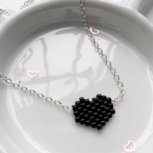Little black heart necklace 18”