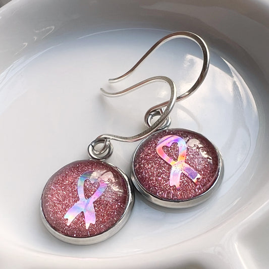 The pink ribbon earrings (gold or silver) - Glitter4Good