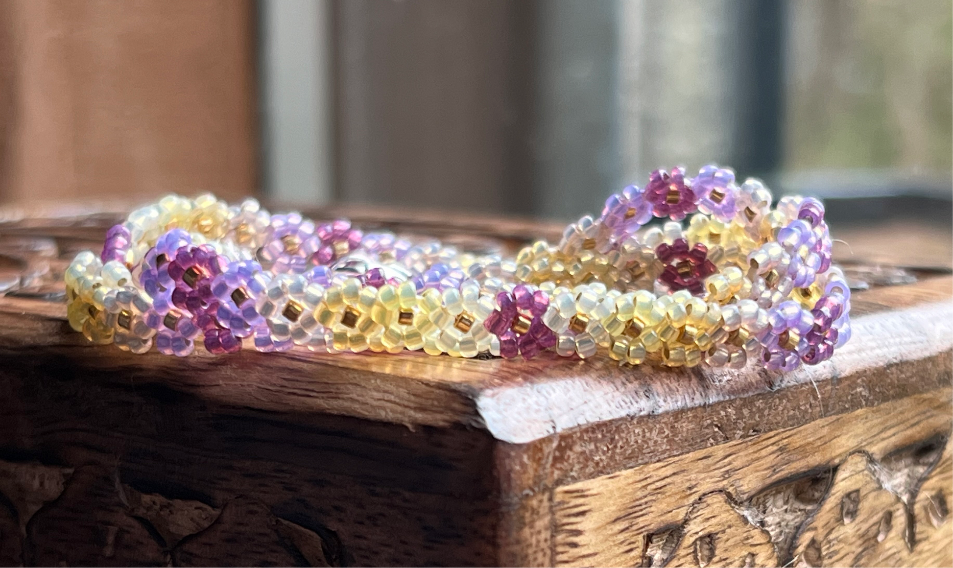 beaded lavender flower Sunny lavender flower chain necklace – LiciaBeads
