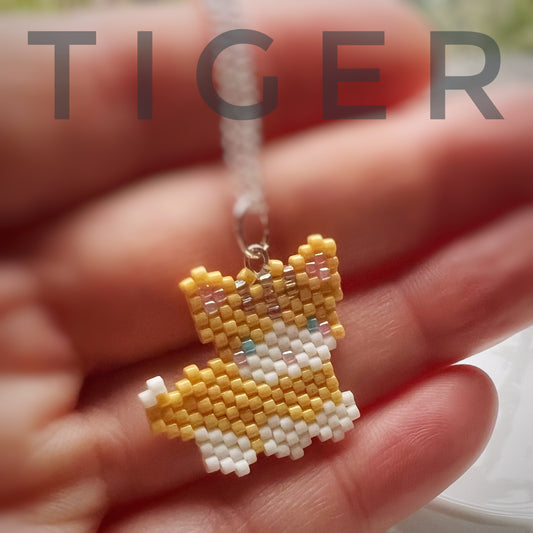 Tiger kitty cat necklace