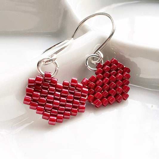 Heart earrings (choose your color), sterling silver hooks