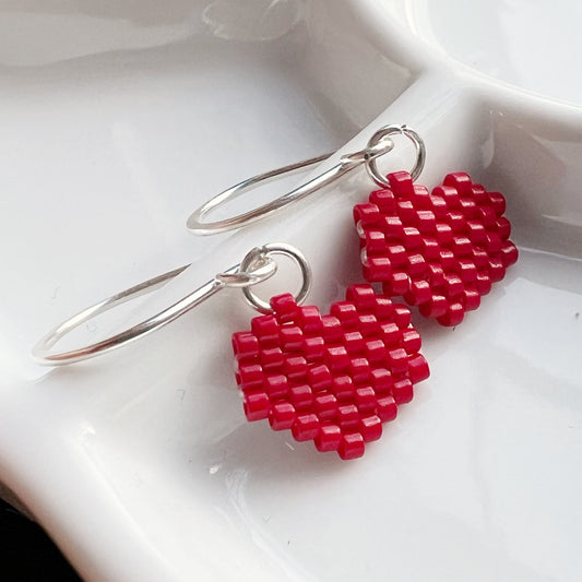 Heart earrings (choose your color), sterling silver hooks