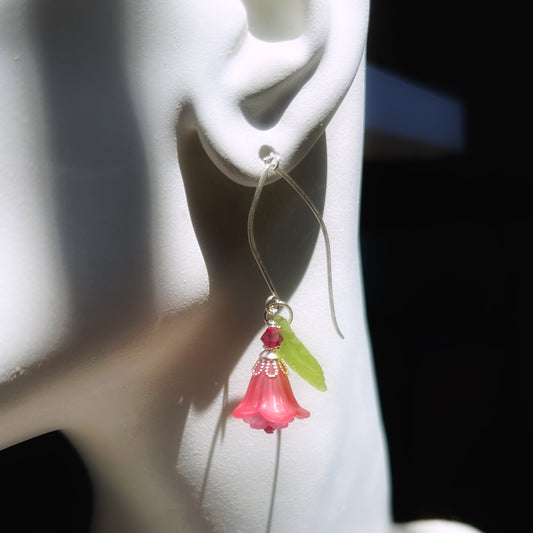 Clearance flower earrings (pink trumpet)
