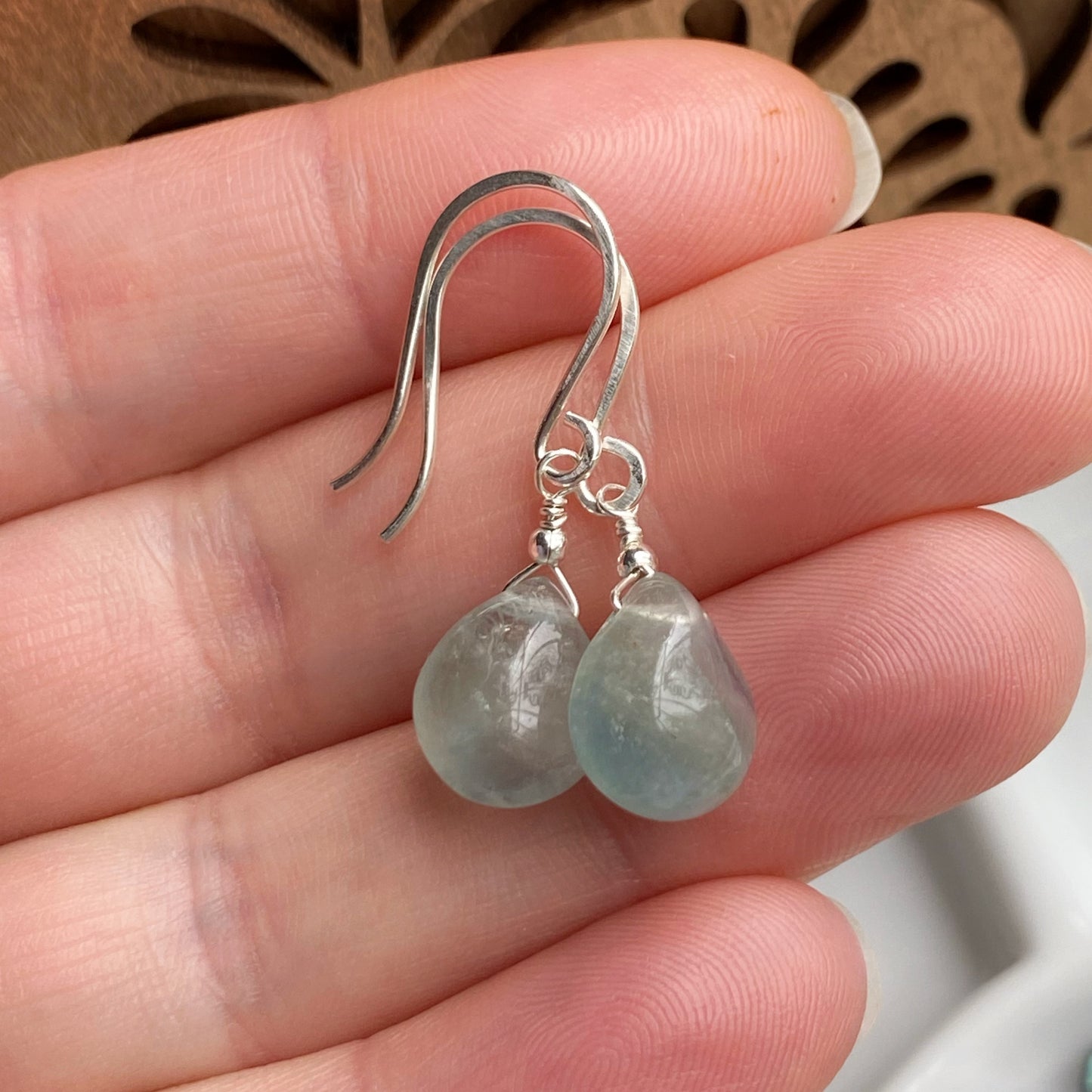 Fluorite briolette gemstone earrings