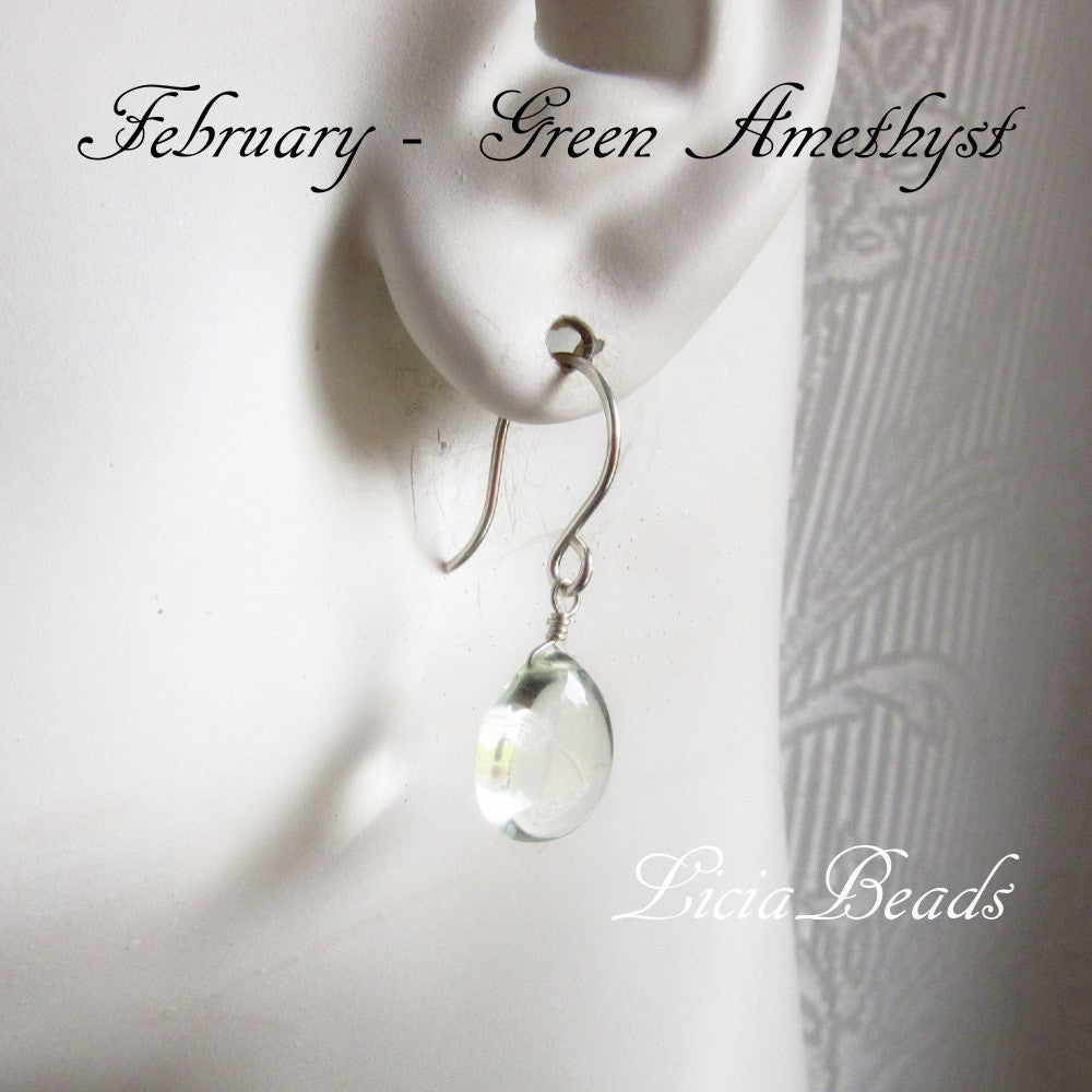 Green Amethyst - February birthstone earring and necklace set on sterling silver, limited supply