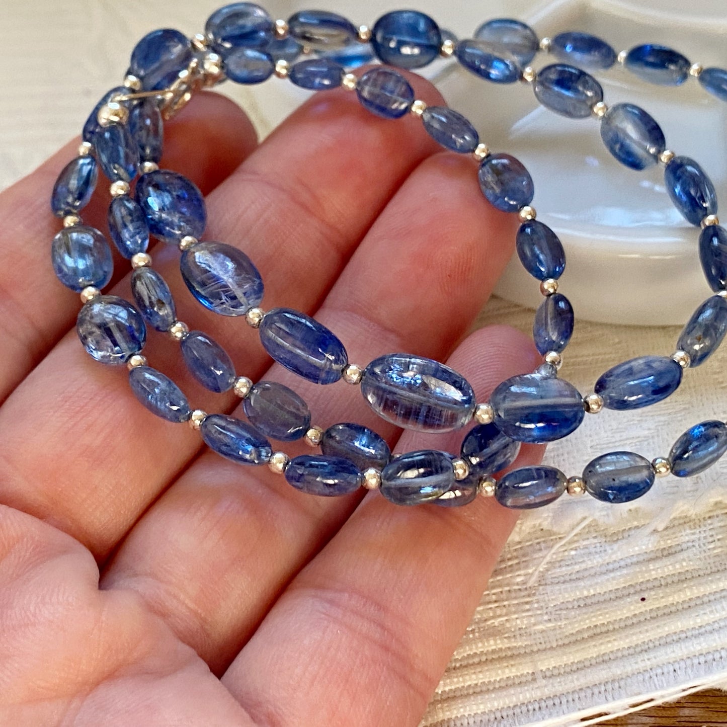 Blue kyanite gemstone necklace