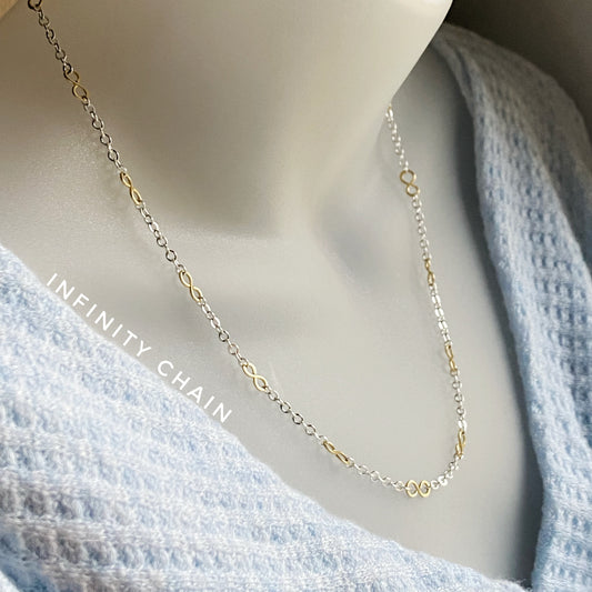 Infinity.  (gold links, silver chain)  The Celestial Collection